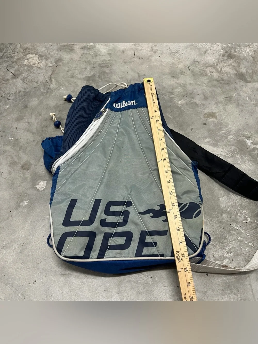 Wilson US Open Tennis Backpack Sling Bag - Grey White Blue